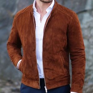 (SOLD) Grand Frank Marloes Goat Suede Jacket in Cognac, Size L